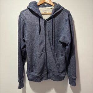 Naked & Famous Denim Zip Hoodie Heavyweight Terry Cotton Size Medium Indigo Blue